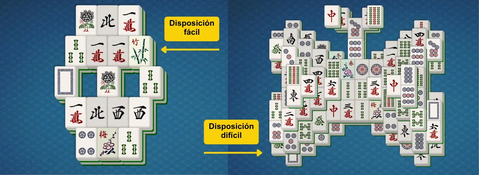comparaciones de diseños de mahjong